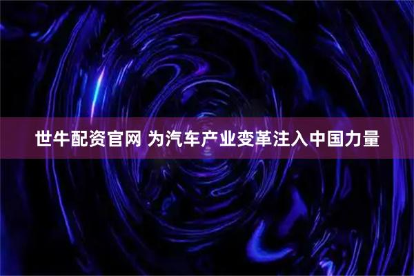 世牛配资官网 为汽车产业变革注入中国力量