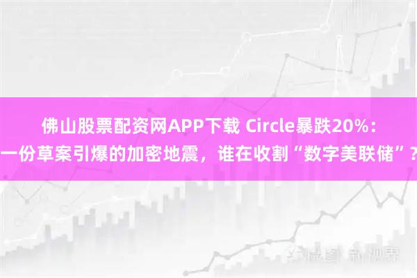 佛山股票配资网APP下载 Circle暴跌20%：一份草案引爆的加密地震，谁在收割“数字美联储”？